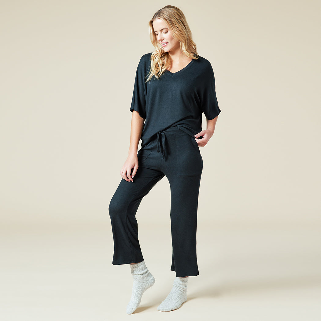 Softies Dream Jersey Relaxed V-Neck with Capri Lounge Pant Set #2300-2