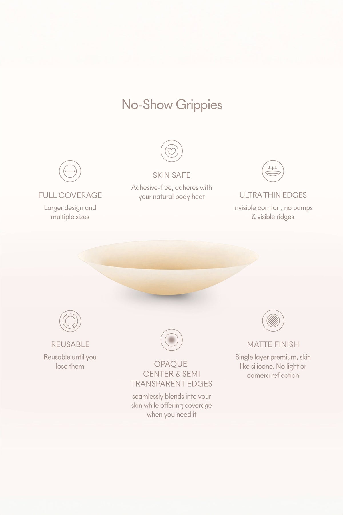NOOD - Grippies No-Show | NON-ADHESIVE Reusable Nipple Covers