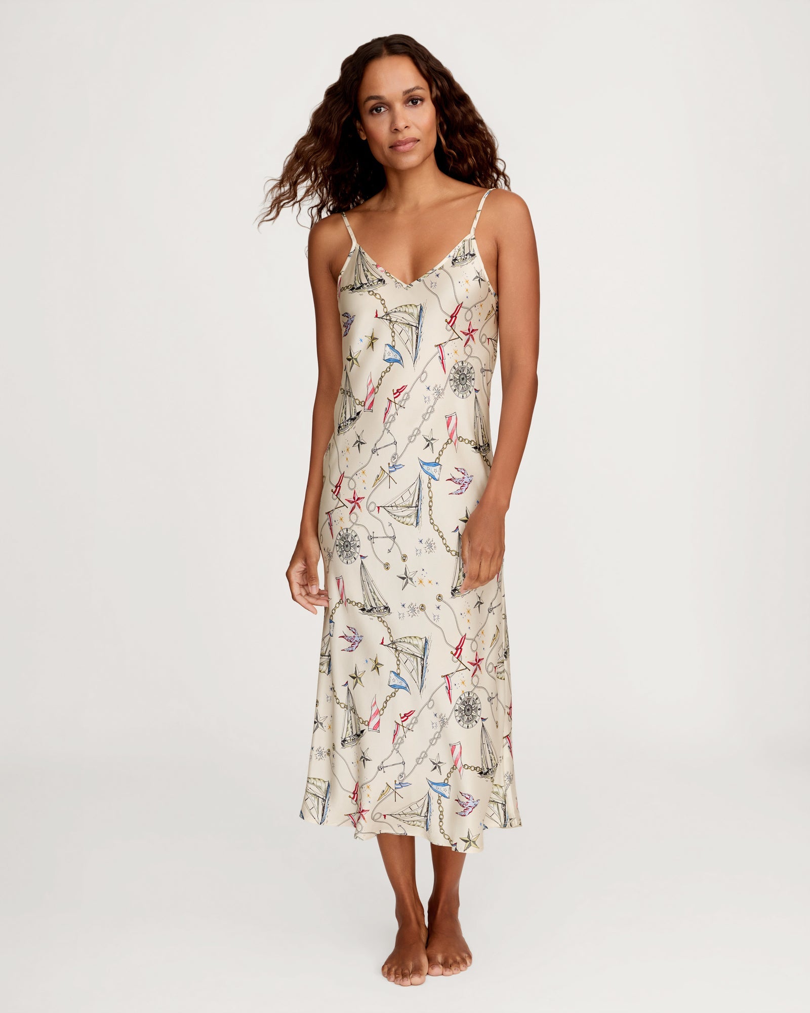 Petite Plume Silk Cosette Nightgown In Regatta Royale #ASWCNGRR