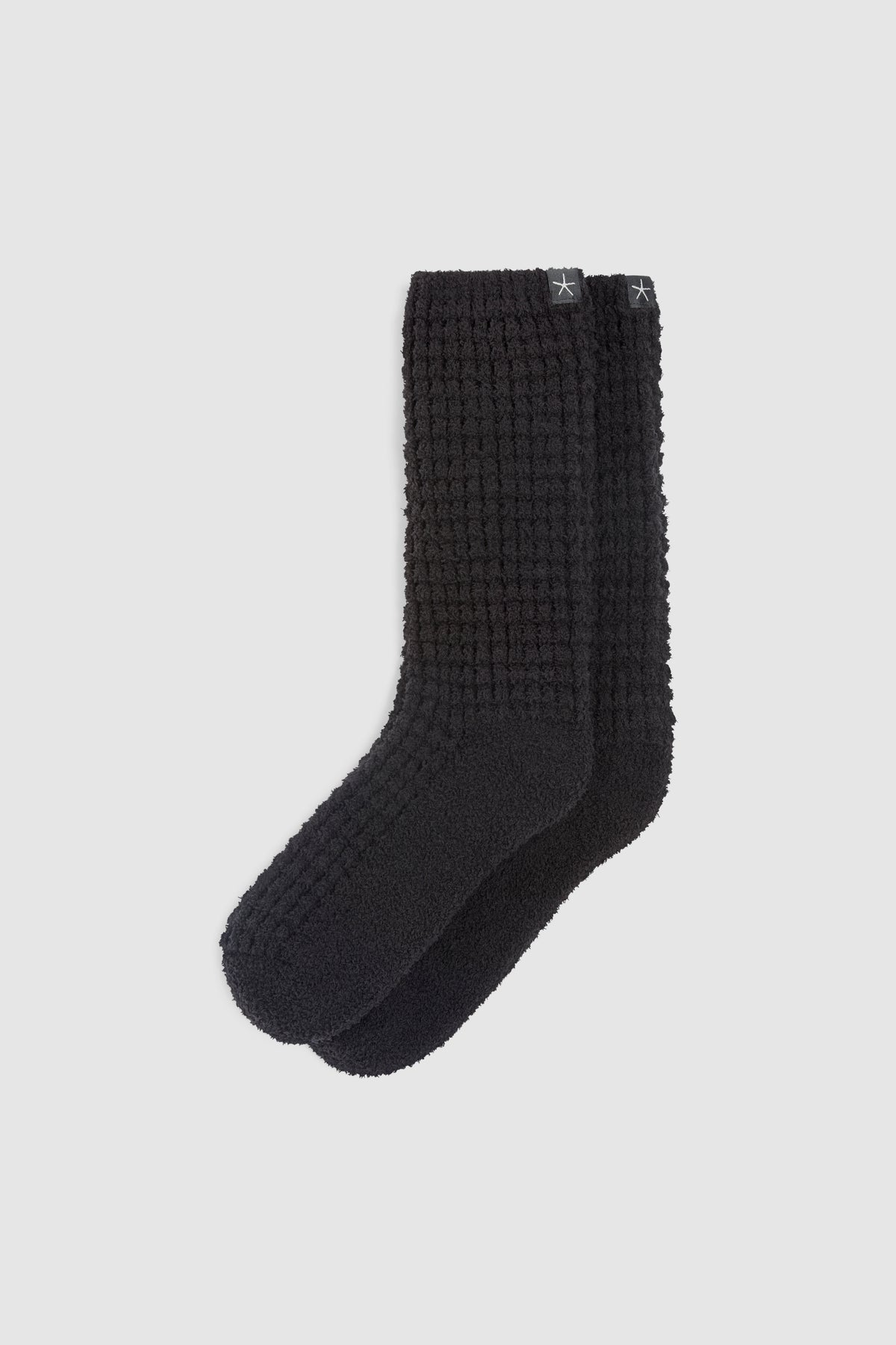 Barefoot Dreams CozyChic Waffle Socks in Black, style BDWCC27014