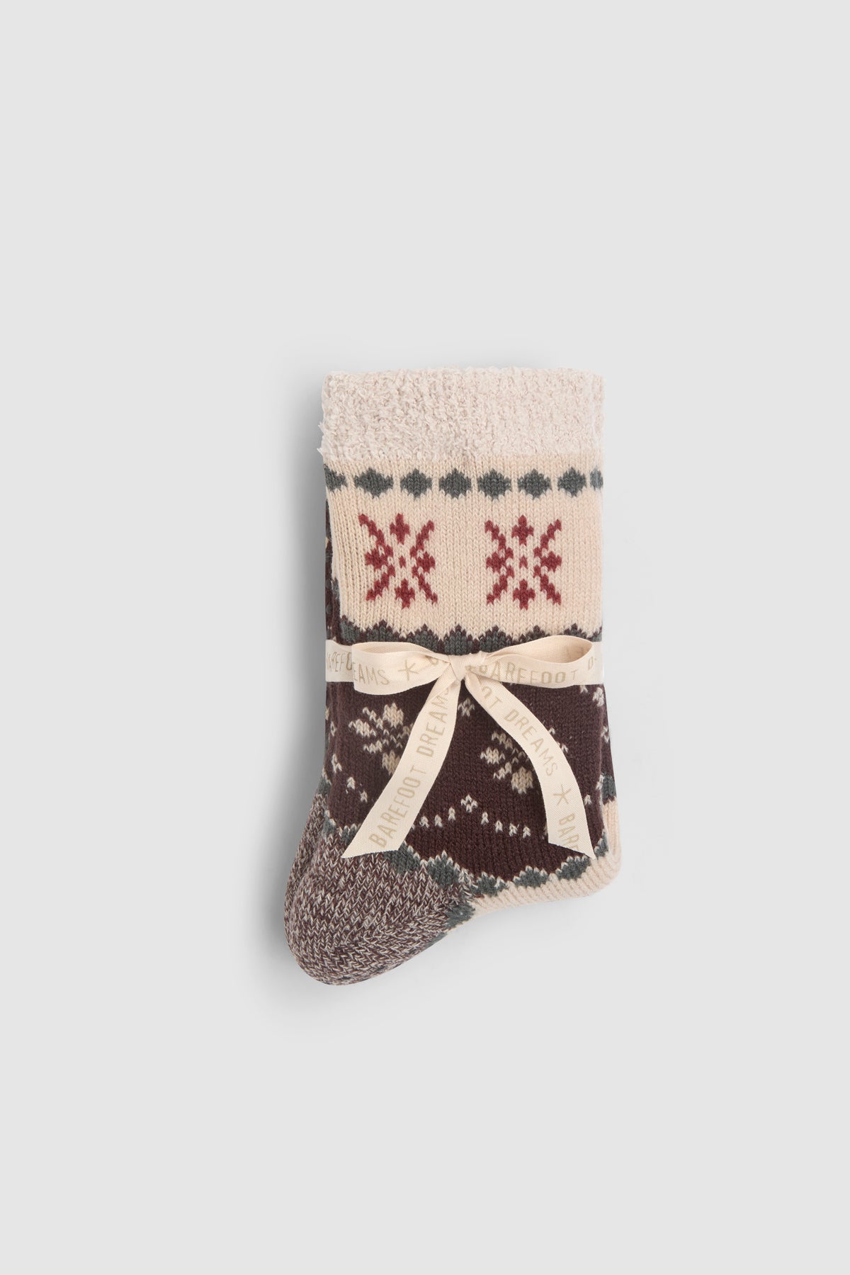 Barefoot Dreams CozyChic Fair Isle Slipper Socks in Umber Multi, style BDWNV27074