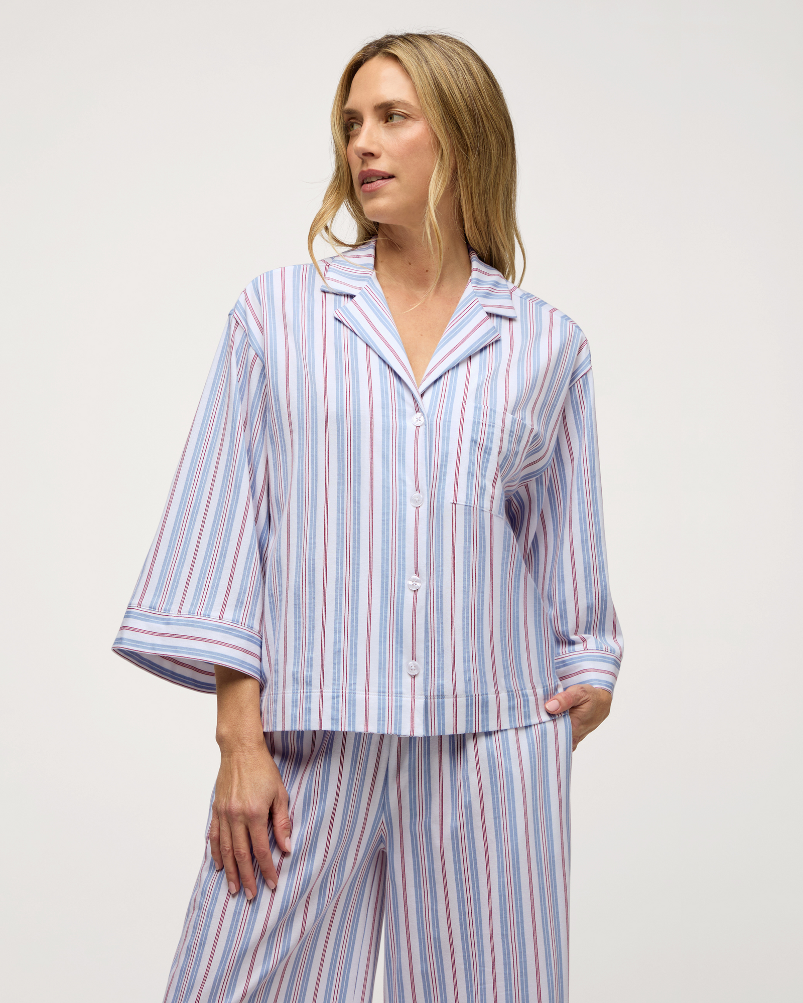 Petite Plume Olivia Wide Leg Pima Cotton PJ Vintage French #PWWPJVFS