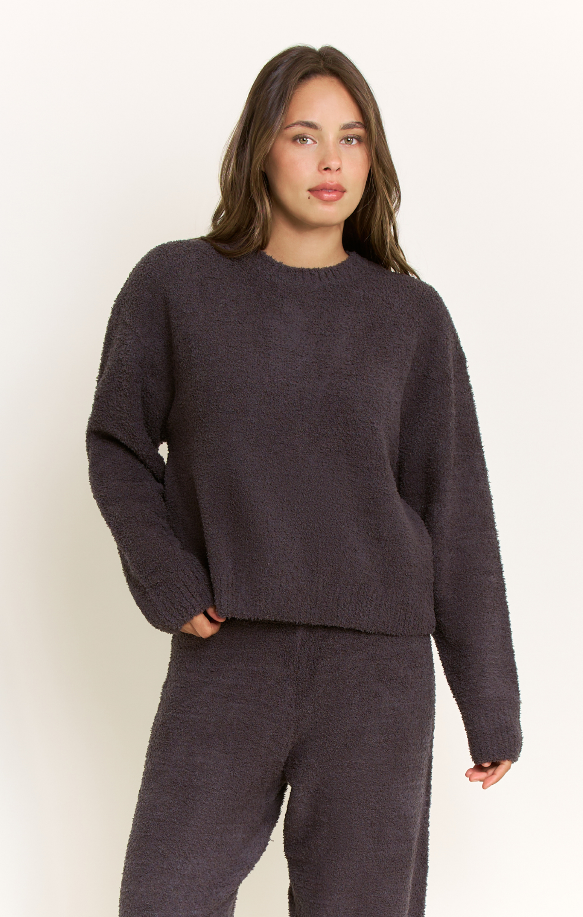 Honeydew Ready To Unwind chenille long sleeve top in Boulder Grey
