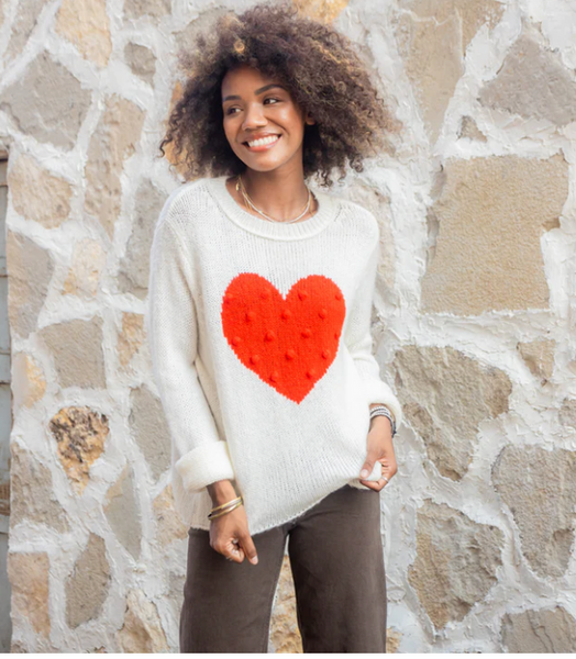 Red 2025 hearts sweater