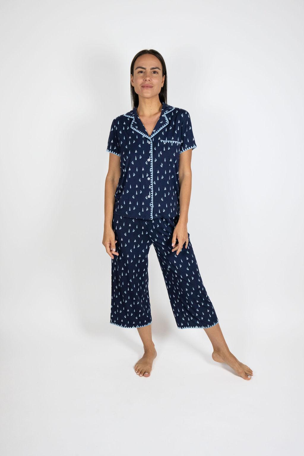 Aspen Dream Cute Stitching Cropped Pajama #CUTECROPPJ