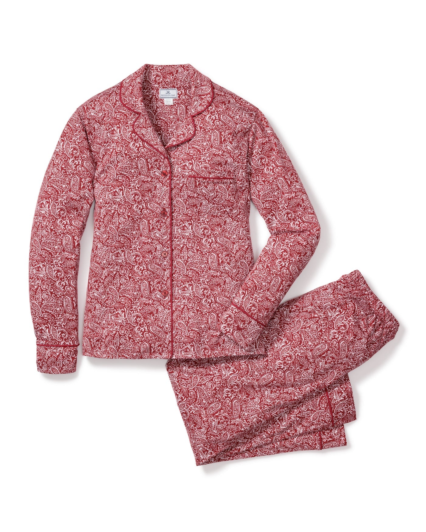 Petite Plume Women's Luxe Pima Bordeaux Paisley Pajama Set #PWPJBPA