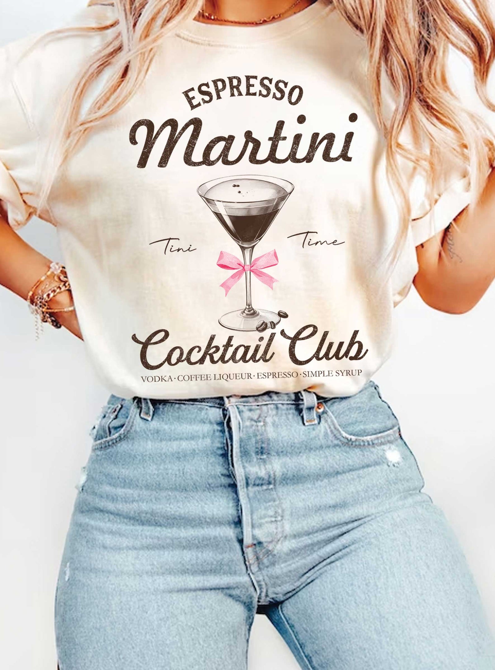 Rustee Clothing - ESPRESSO MARTINI RIBBON COCKTAIL CLUB GRAPHIC TSHIRTS