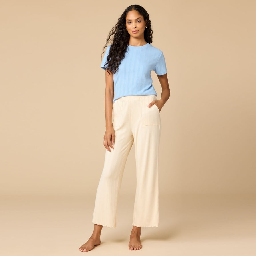 Softies Pointelle Cropped Pant with Lettuce Edge #2800-2