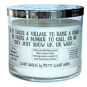 Pretty Clever Words - Takes a village - 14.5 oz French Lavender candle with lid