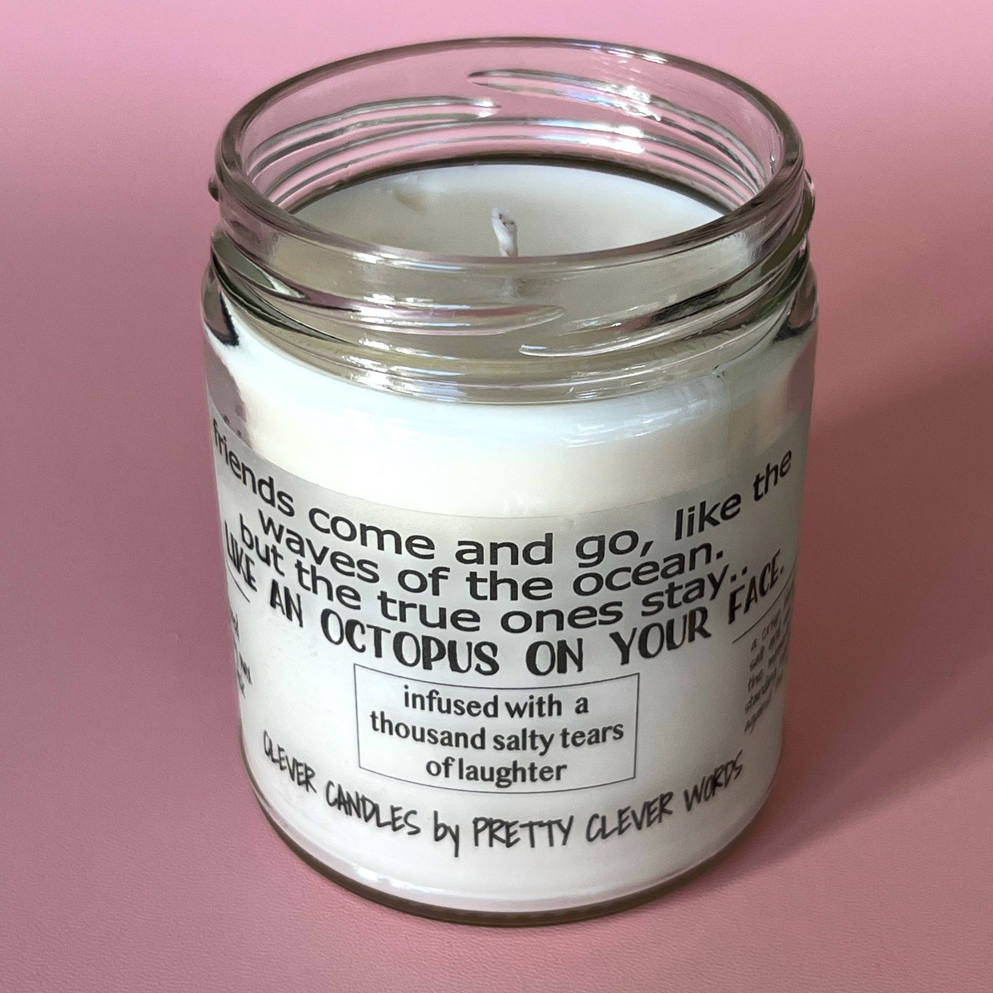 Pretty Clever Words - Friends come and go - 9 oz sea salt candle with black lid