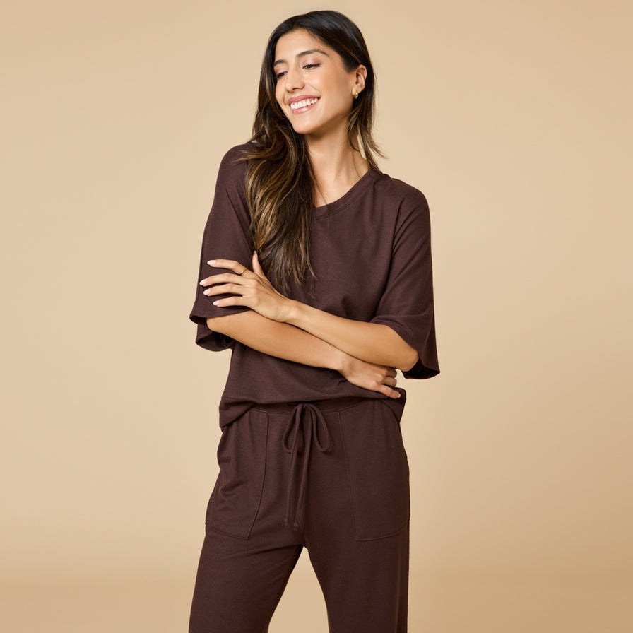 Softies Dream Jersey Relaxed V-Neck with Capri Lounge Pant #2300-2
