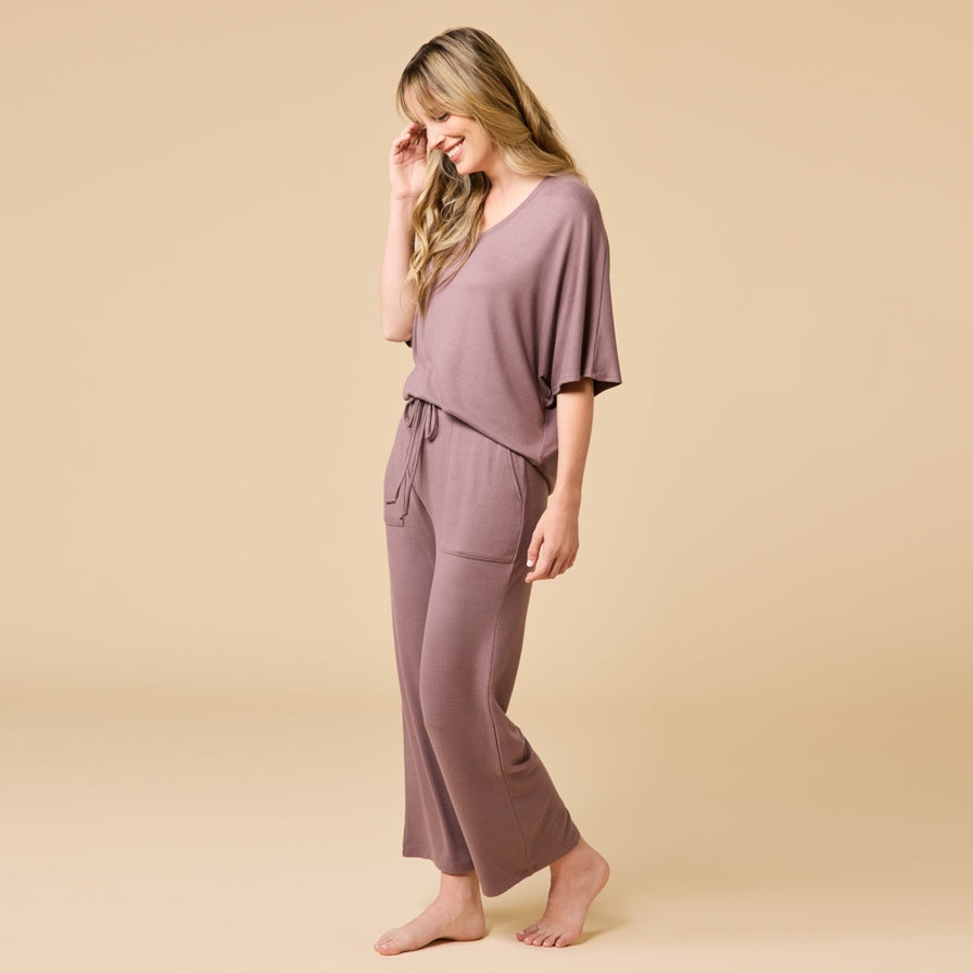 Softies Dream Jersey Relaxed V-Neck with Capri Lounge Pant #2300-2