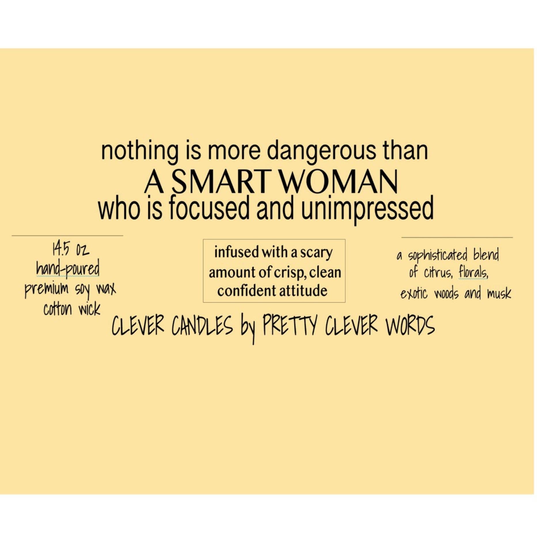Pretty Clever Words - Focused women - 14.5 oz soy citrus bergamot blend candle