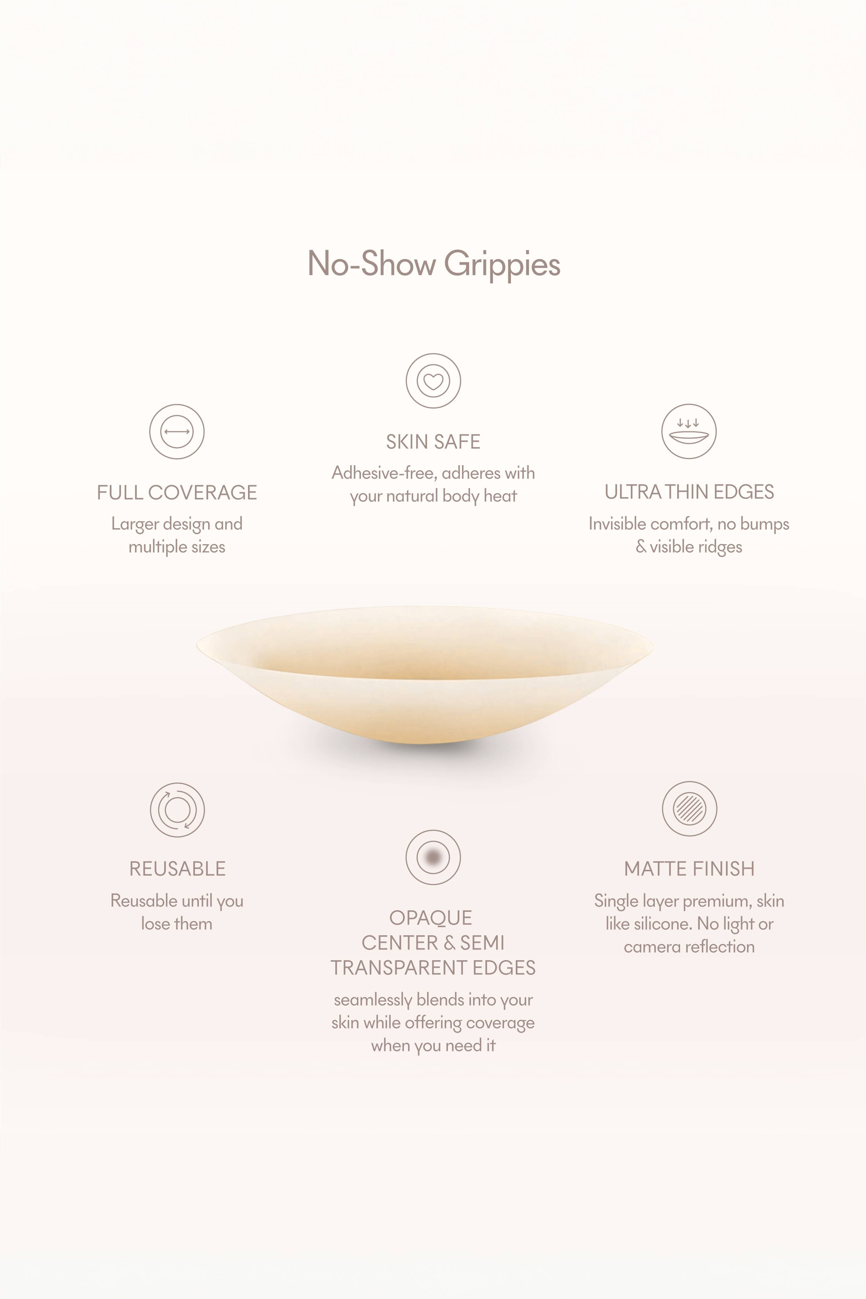 NOOD - Grippies No-Show | NON-ADHESIVE Reusable Nipple Covers