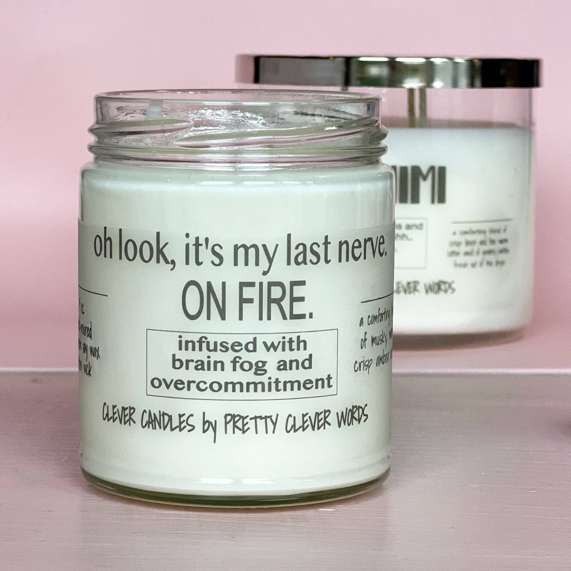 Pretty Clever Words - Oakmoss and amber 9 oz candle - oh look, it's my last nerve