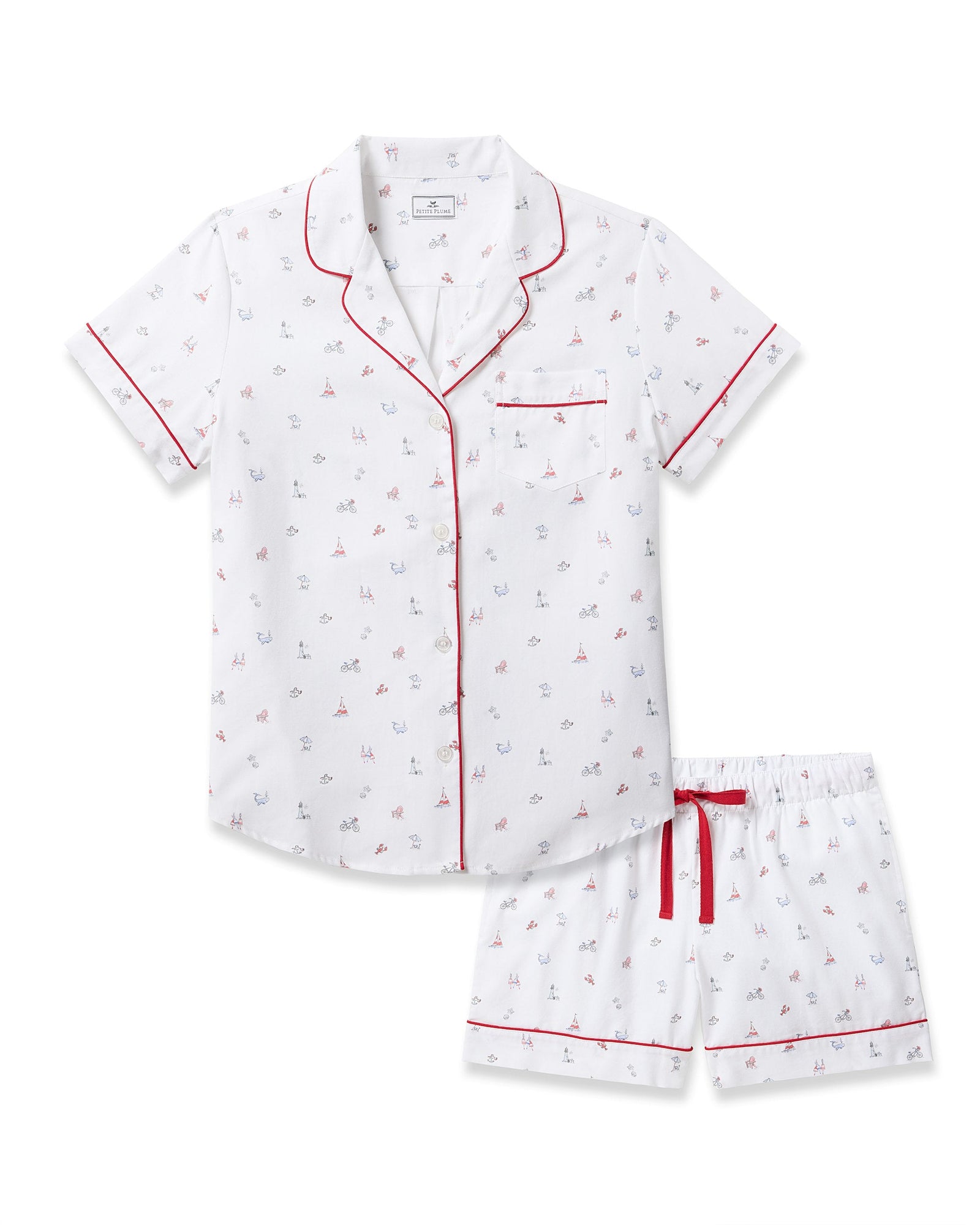 Petite Plume Coastal Charms Twill Short Sleeve Short Set #AWSSCCH
