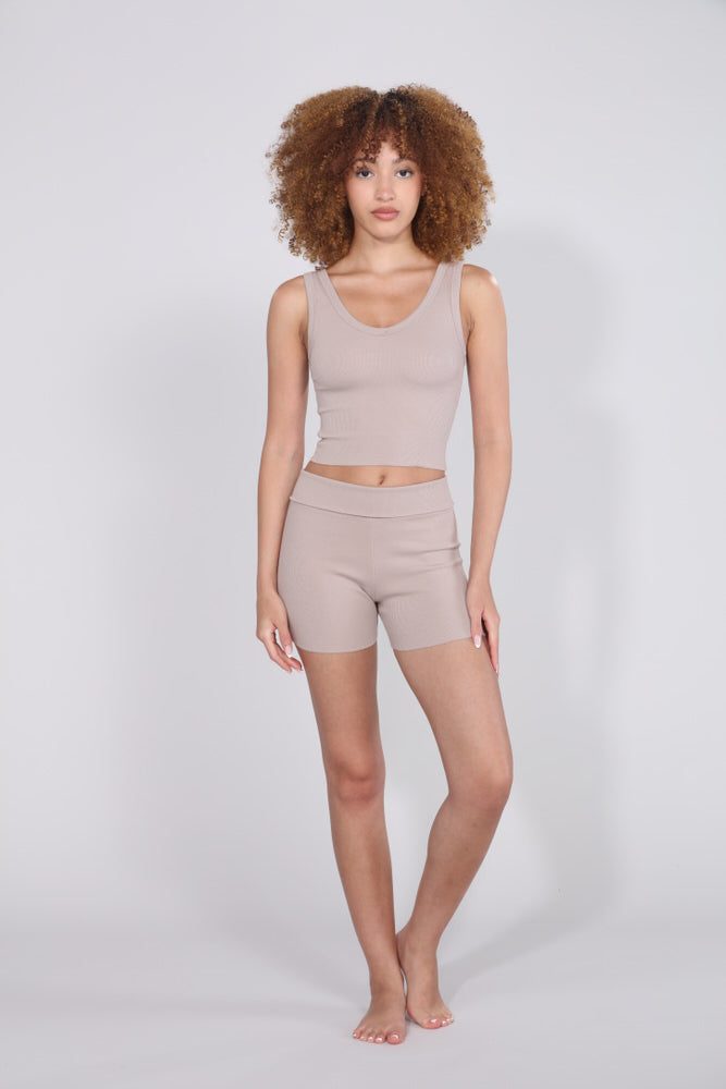 PJ Harlow B30 Rib V-Neck Crop #VNECK