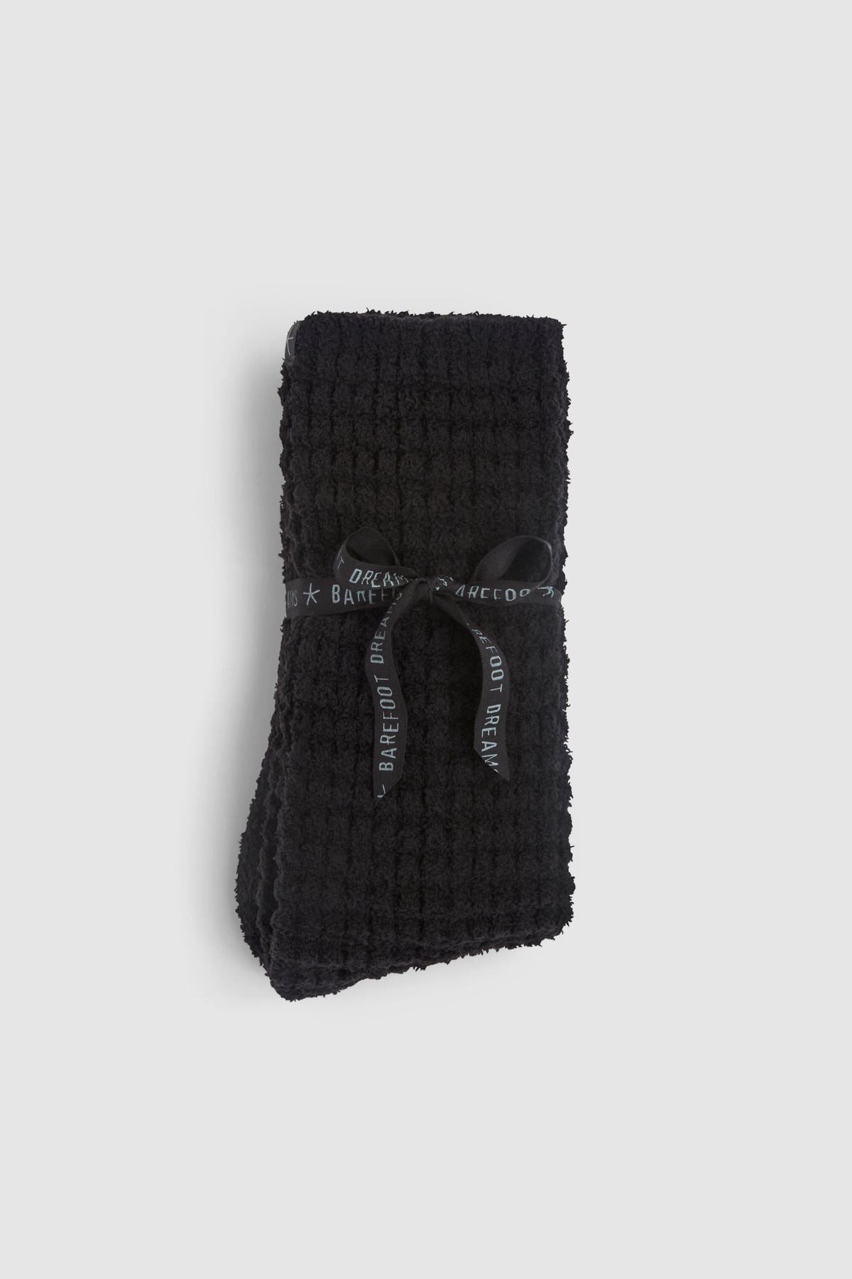 Barefoot Dreams CozyChic Waffle Socks in Black, style BDWCC27014