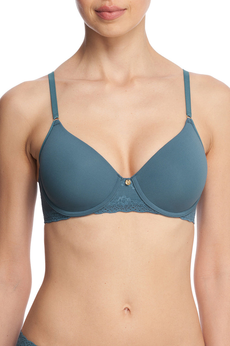 Curvy Couture Women's Sheer Mesh Full Coverage Unlined Underwire Bra Blue  Sapphire 44DDD