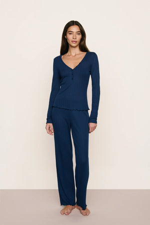 Eberjey POINTELLE V NECK HENLEY #T3000H