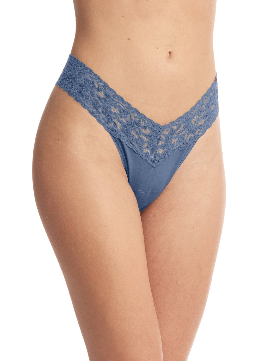 Hanky Panky Organic Cotton Low Rise Thong with Lace 891581