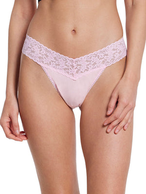 Hanky Panky Organic Cotton Original Rise Thong with Lace 891801