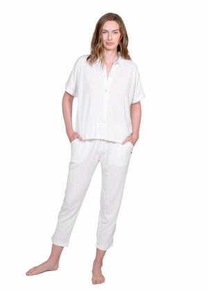 Latte Love Botton Front Top and Tapered Pant Set #LW10KS148