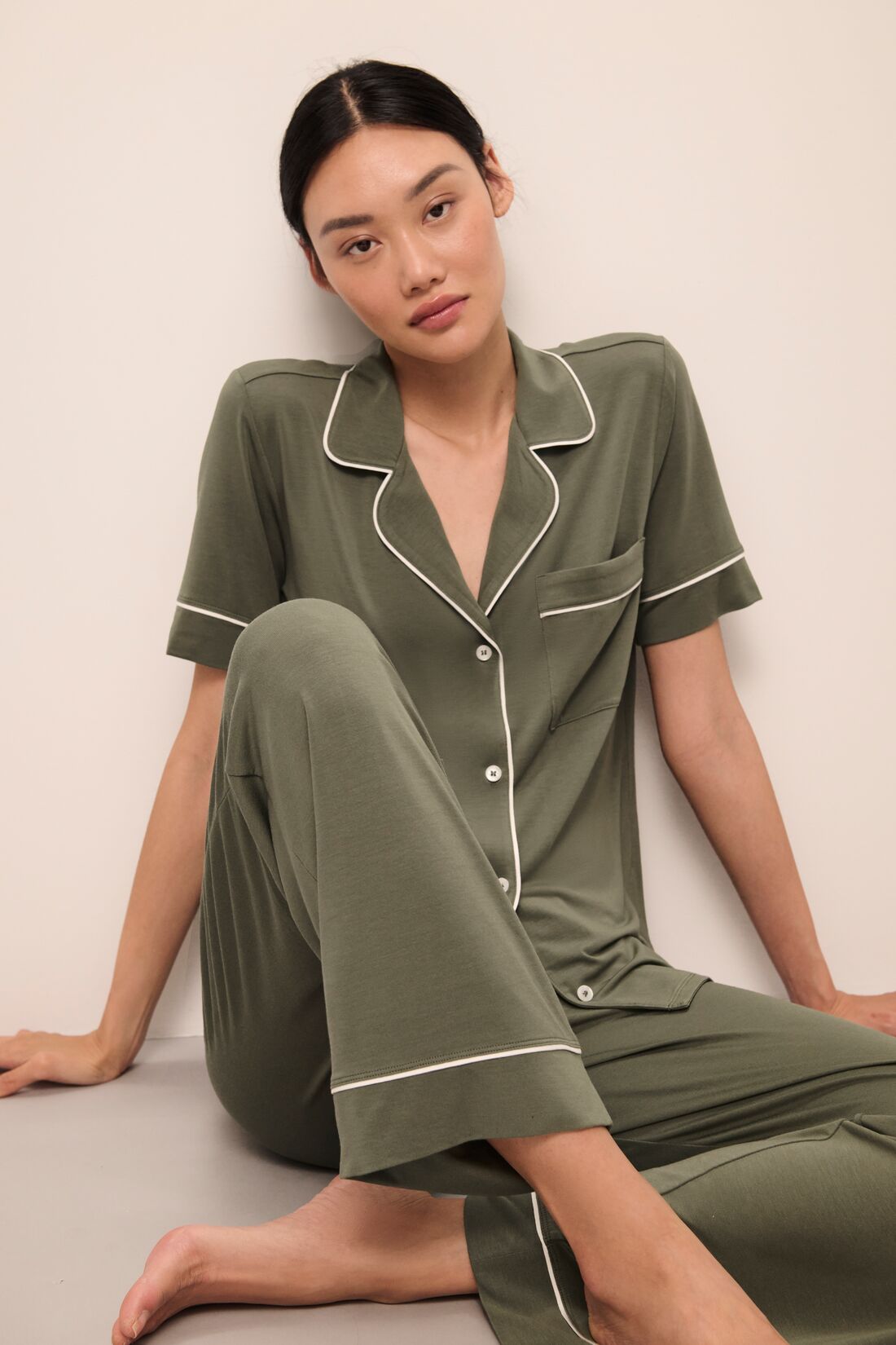 Eberjey Gisele Short Sleeve Long Pants PJ Set #PJ1018TSZ