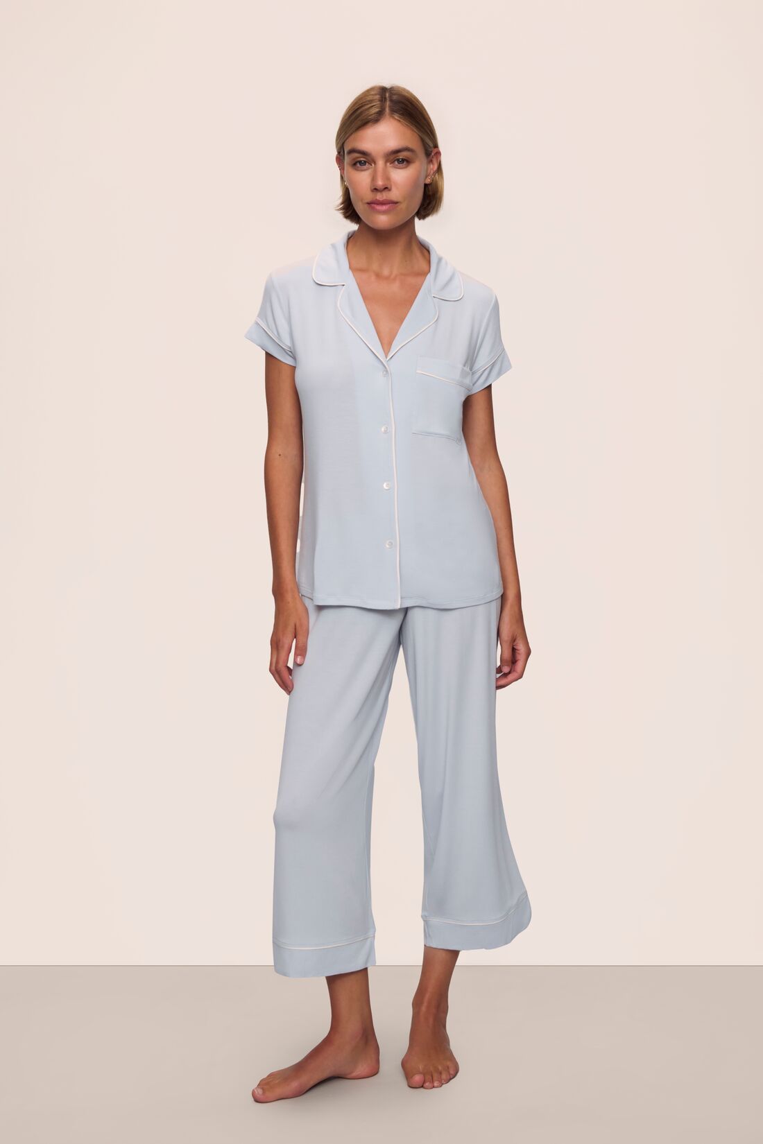 Eberjey Gisele GISELE - THE TENCEL MODAL S/SLV CROP PJ SET #PJ1018TSZC