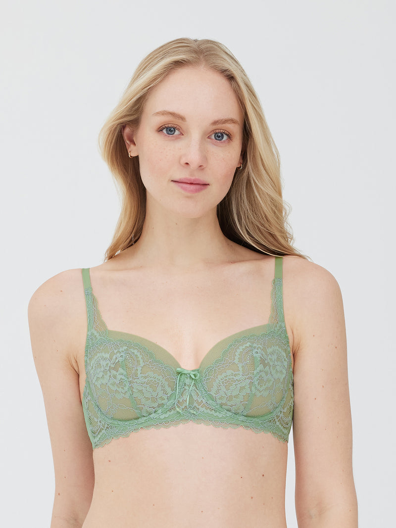 Lindex Petite poly blend seamless non wired lightly padded bra in dusty  blue - MBLUE