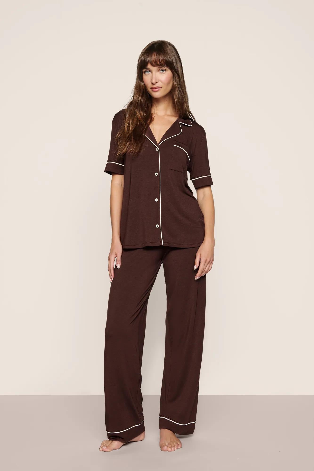Eberjey Gisele Short Sleeve Long Pants PJ Set #PJ1018TSZ