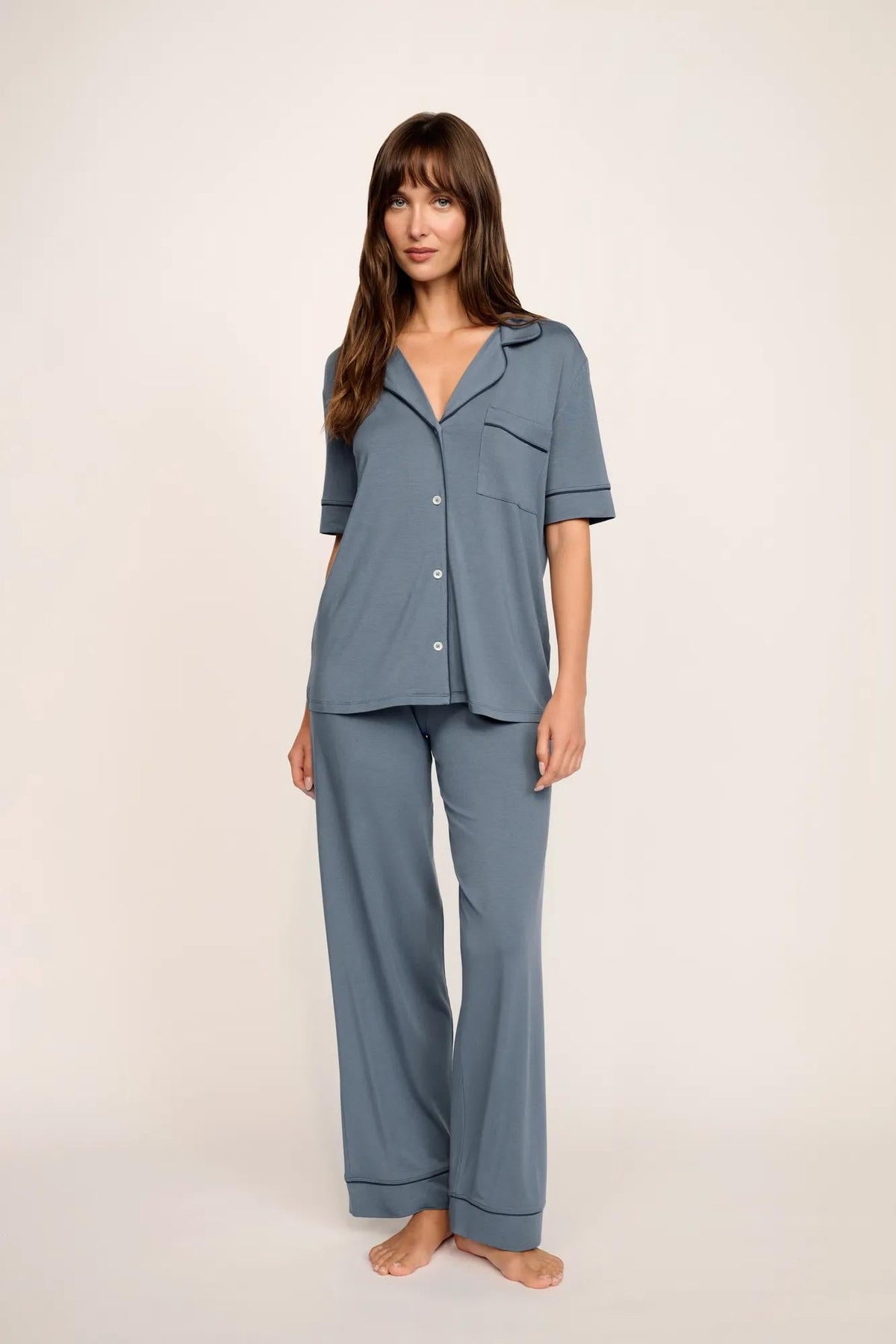 Eberjey Gisele Short Sleeve Long Pants PJ Set #PJ1018TSZ