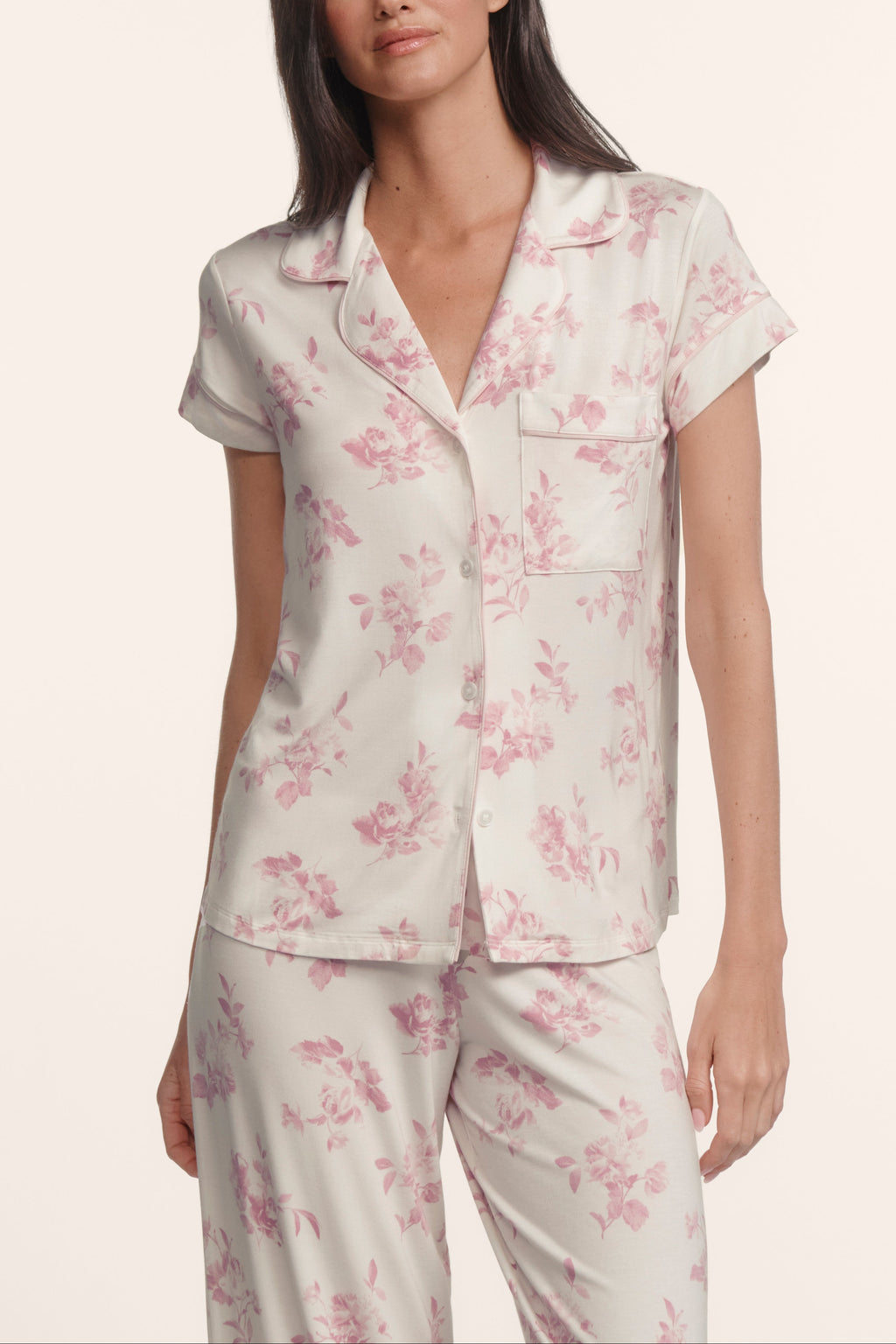 Eberjey Gisele Printed Short Sleeve/Cropped Pant Set #PJ1141TSZC