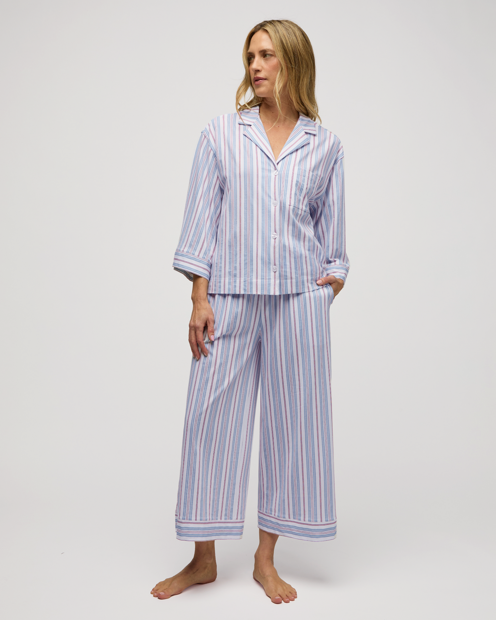 Petite Plume Olivia Wide Leg Pima Cotton PJ Vintage French #PWWPJVFS
