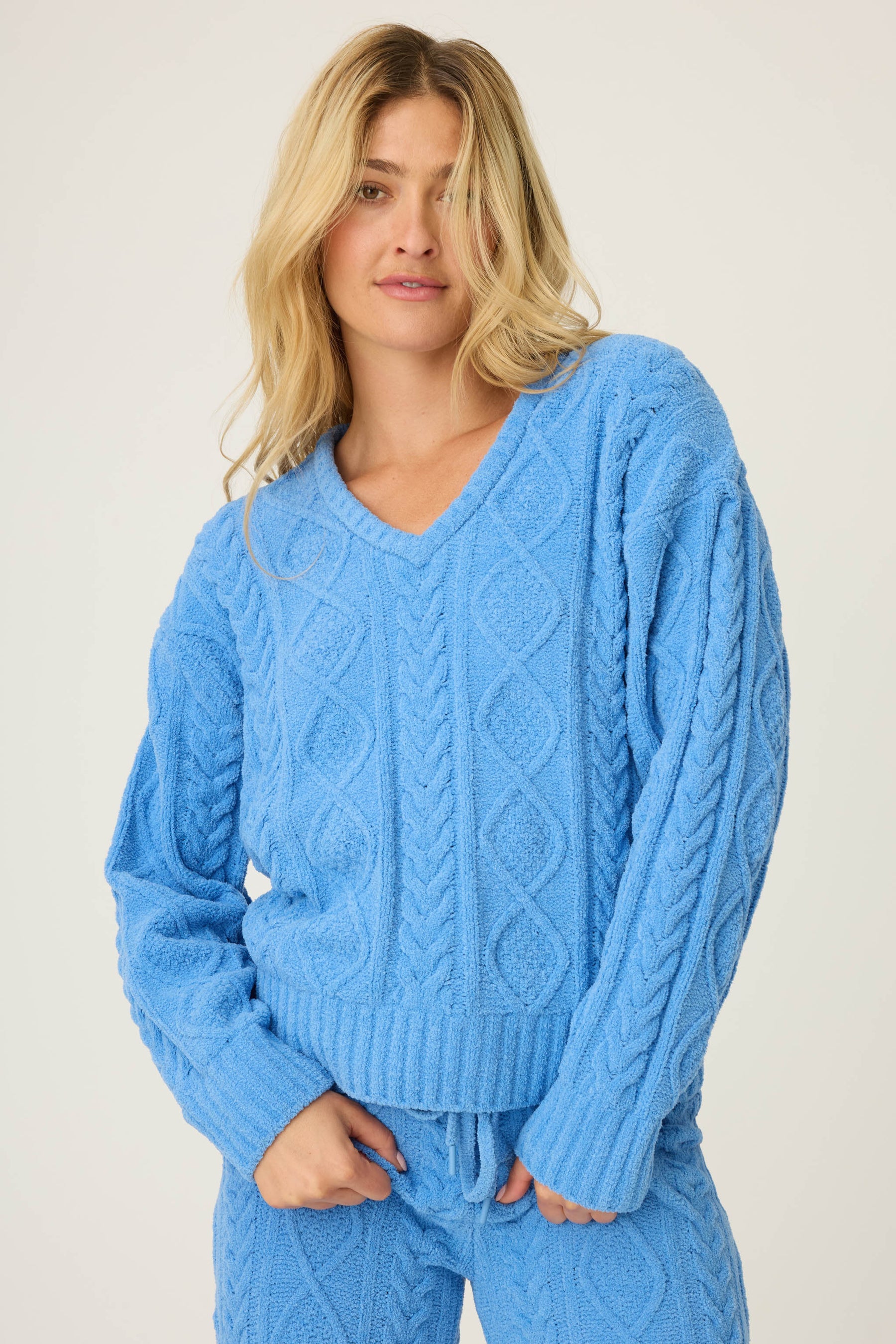 PJ Salvage Cozy Chenille Cable Knit Long Sleeve Cable #RUCLLS1