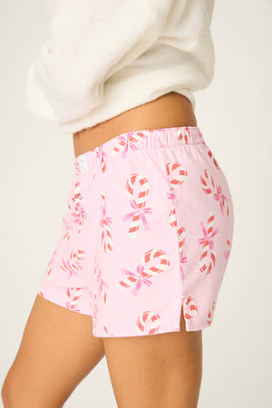 *** PJ Salvage Sweeter Than Sugar Candy Cane Print Flannel Shorts #RVFLS