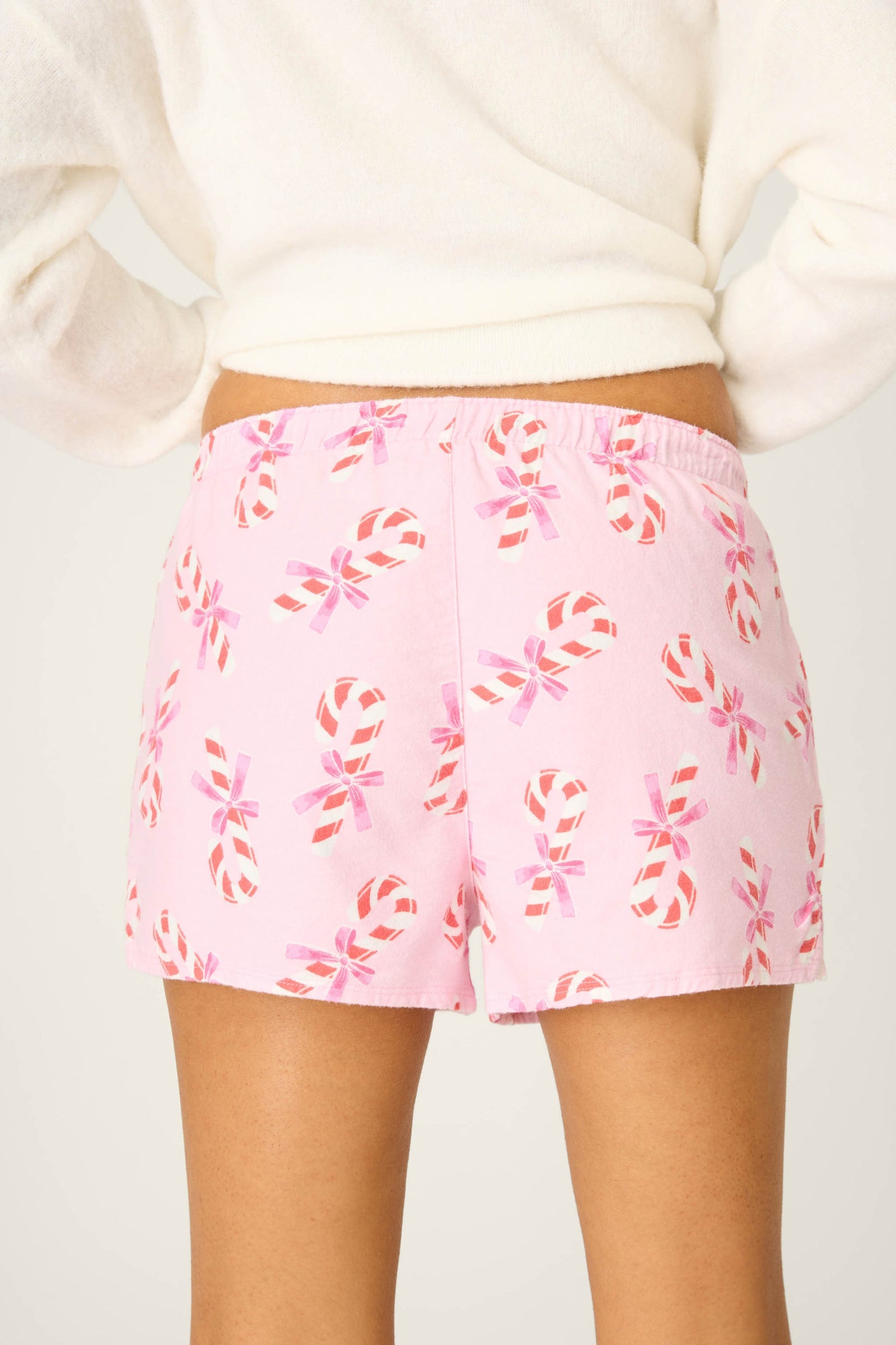 *** PJ Salvage Sweeter Than Sugar Candy Cane Print Flannel Shorts #RVFLS