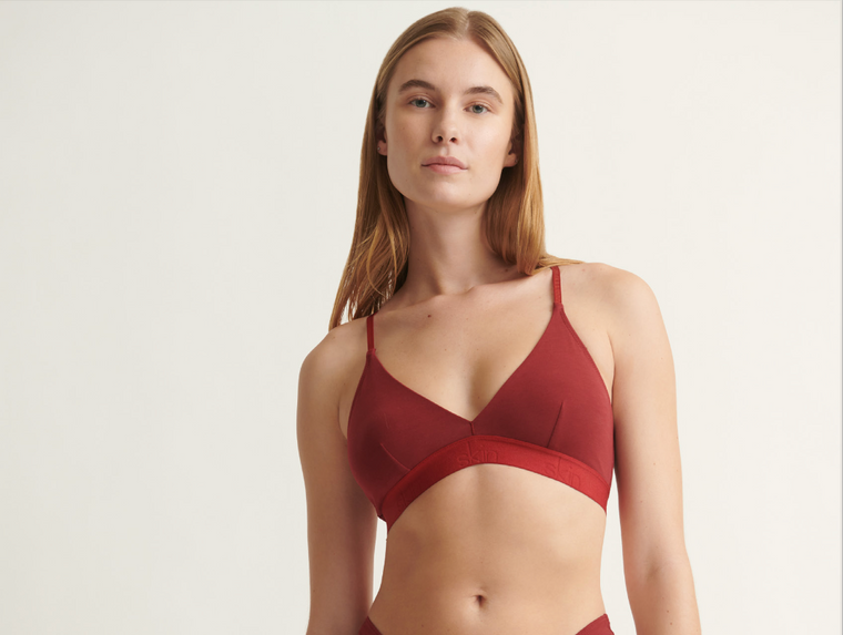 Skin Worldwide Organic Cotton Modern Essentials with Skin Logo Hadlee Triangle Bra #OLE78B
