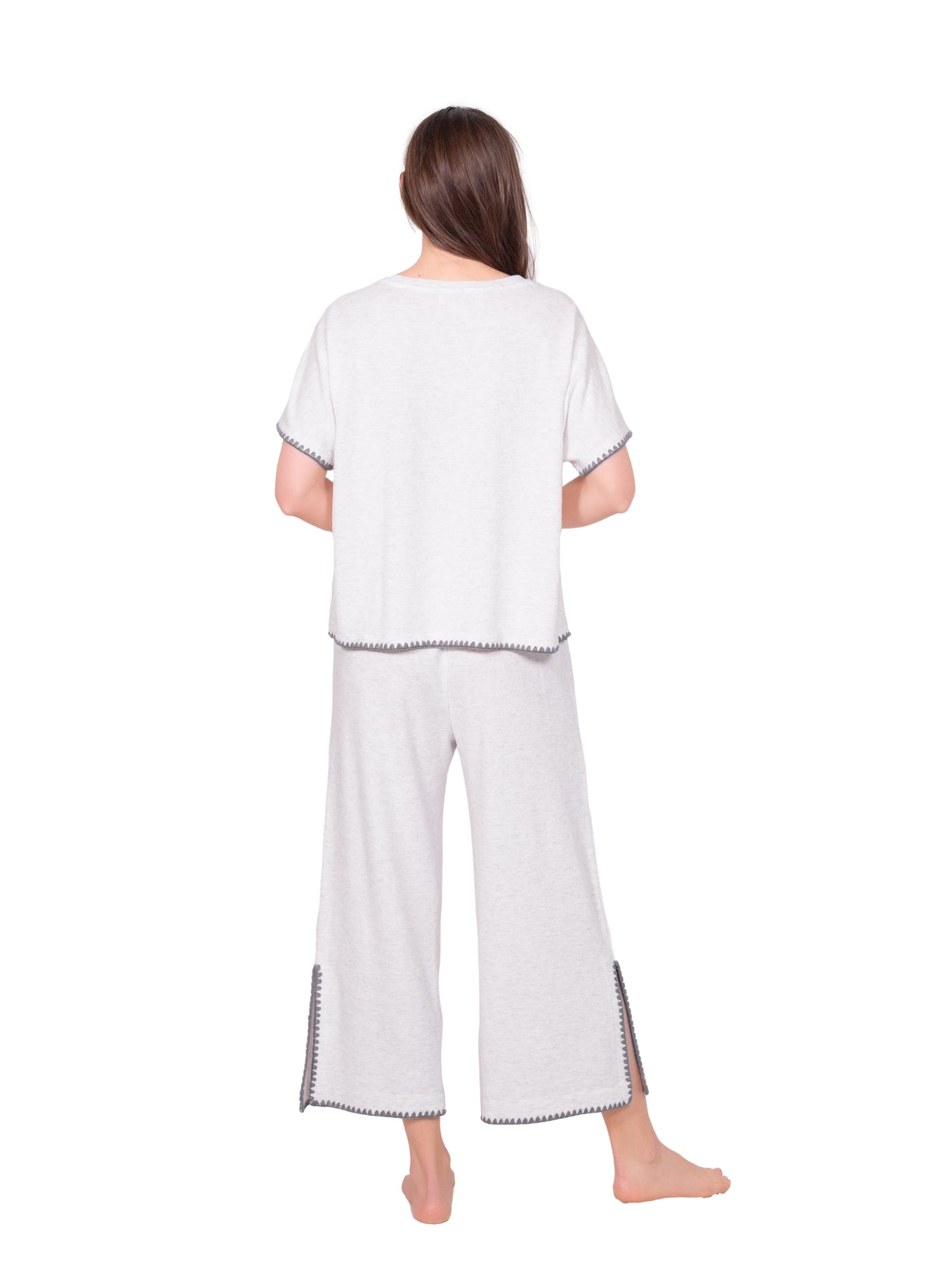 Latte Love Blanket Stitch Wide Leg Pant #LW11KB333