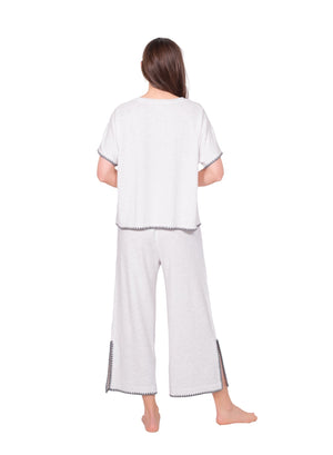 Latte Love Blanket Stitch Wide Leg Pant #LW11KB333