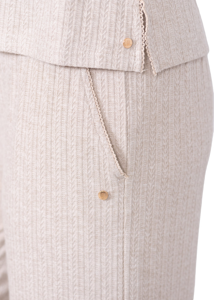 Latte Love Pointelle Long Sleeve Top and Wide Pant Set #LW11KS355