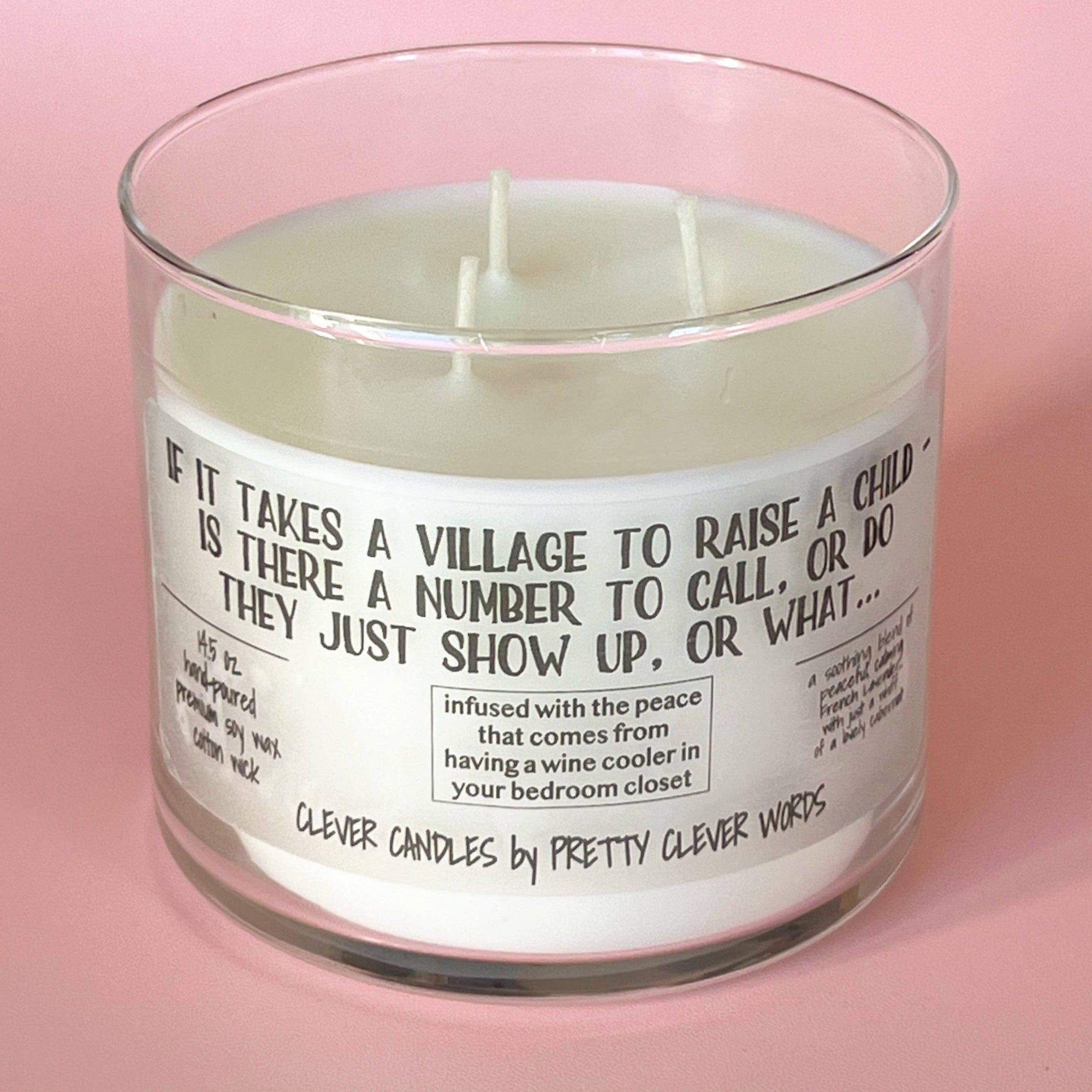 Pretty Clever Words - Takes a village - 14.5 oz French Lavender candle with lid