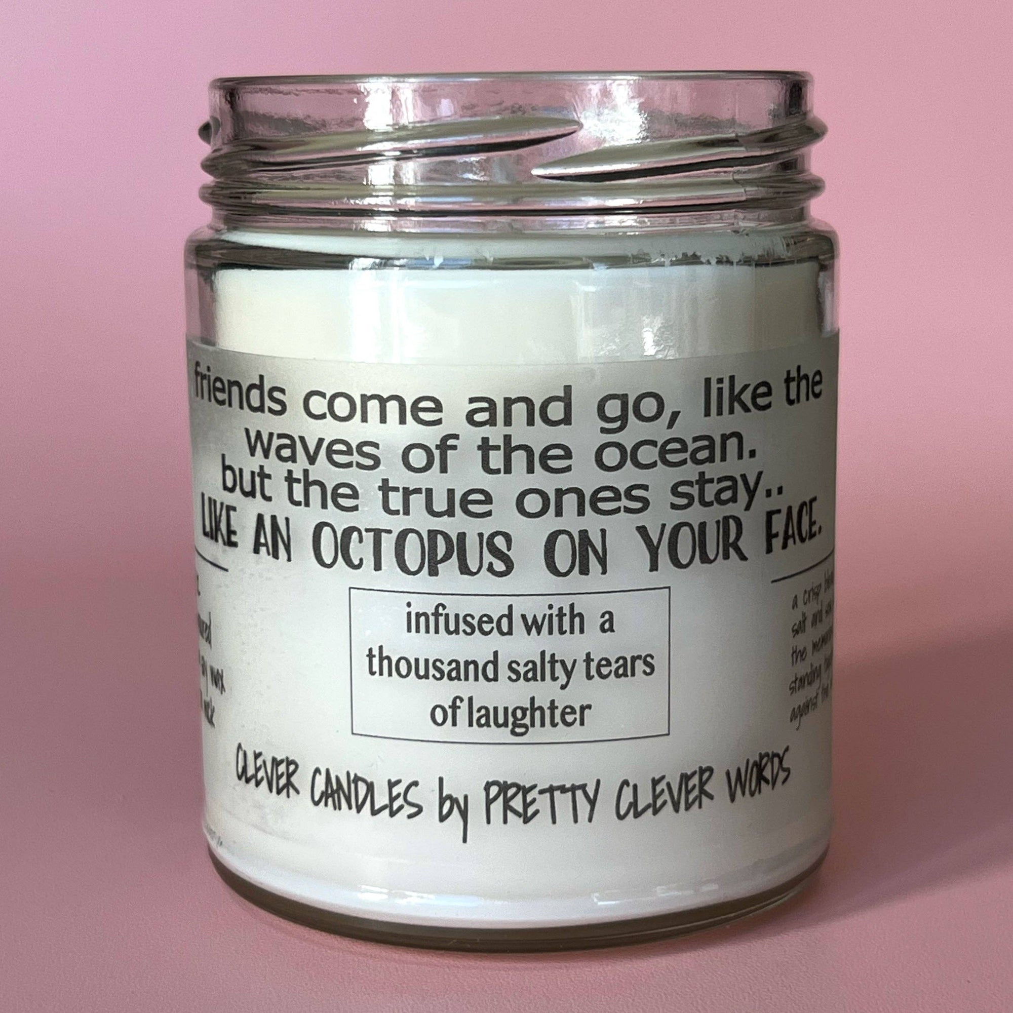 Pretty Clever Words - Friends come and go - 9 oz sea salt candle with black lid
