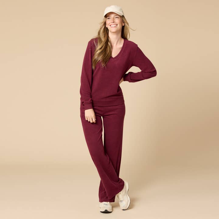 Softies Vintage Velvet Raglan V-Neck with Wide Leg Pant #4200-2