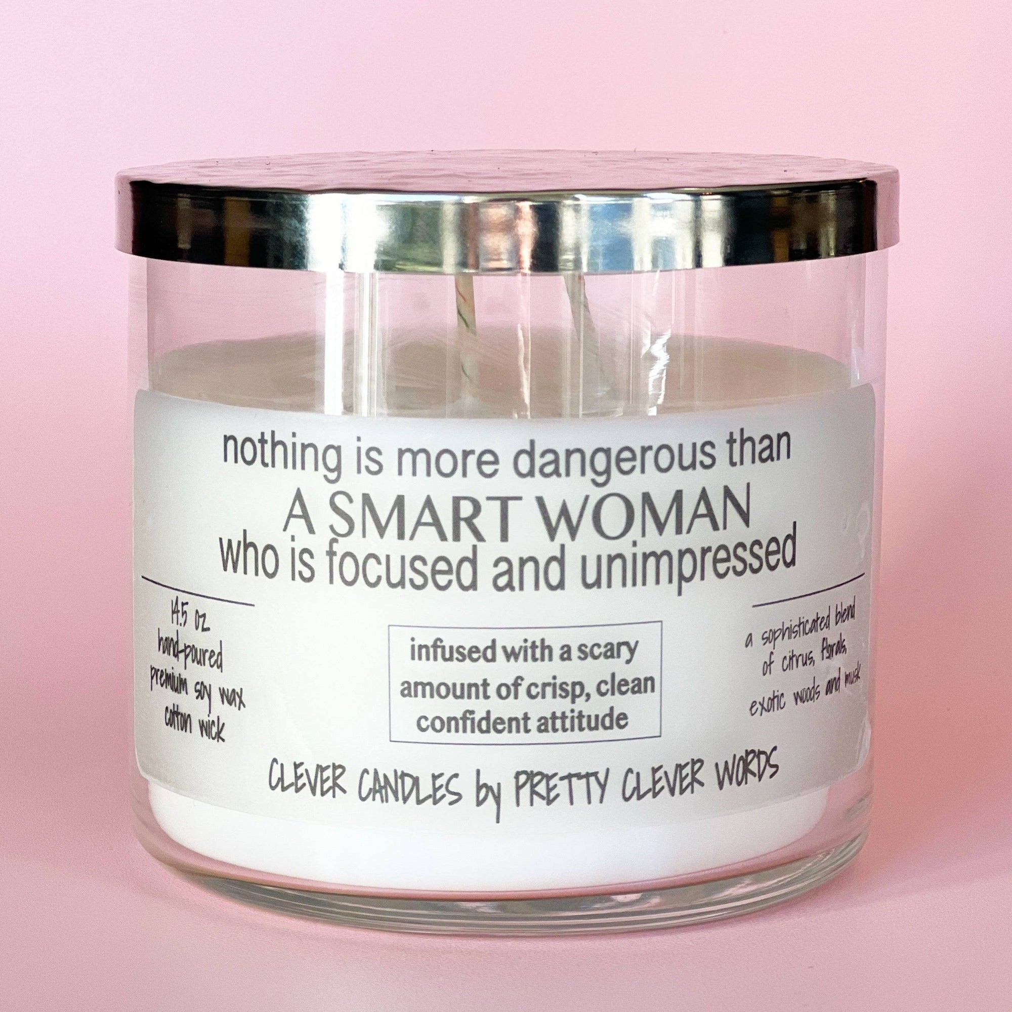 Pretty Clever Words - Focused women - 14.5 oz soy citrus bergamot blend candle