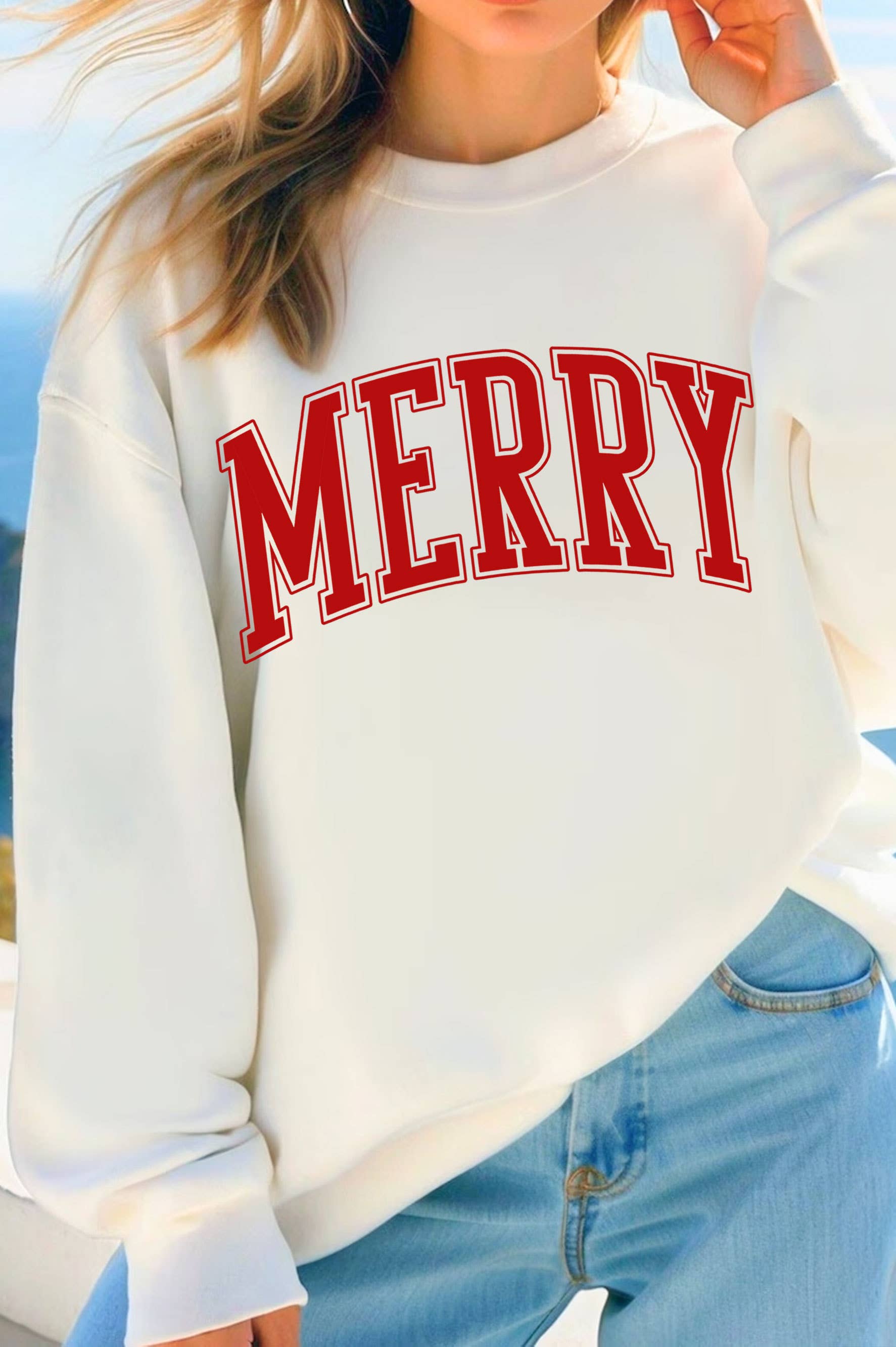 *** Rustee Clothing - MERRY GRAPHIC BRUSHED SWEATSHIRTS