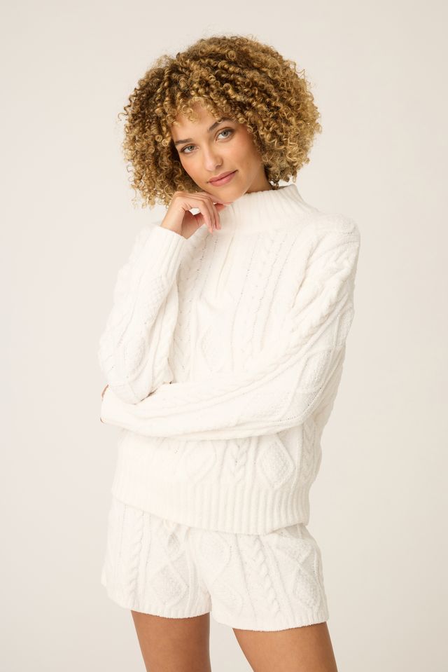 PJ Salvage Cozy Chenille Cable Knit Long Sleeve Crew #RPCLLS