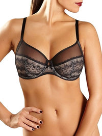 Chantelle Idole Underwire 2 Part Cup Bra (1731) - Floral Lace Bra With Textured Straps, Medium Coverage