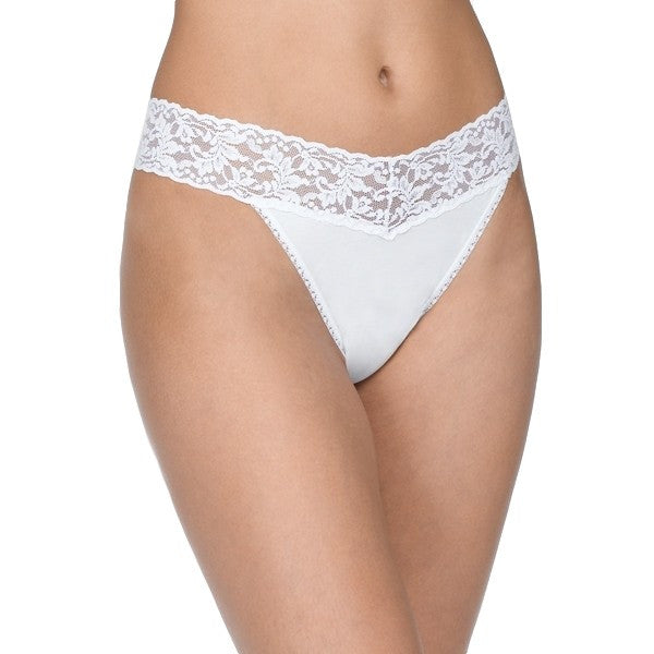 Hanky Panky Organic Cotton Original Rise Thong with Lace #891801