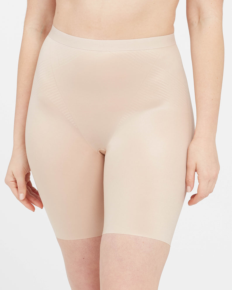 SPANX Women's Mid-Thigh Short (Nude, Large)